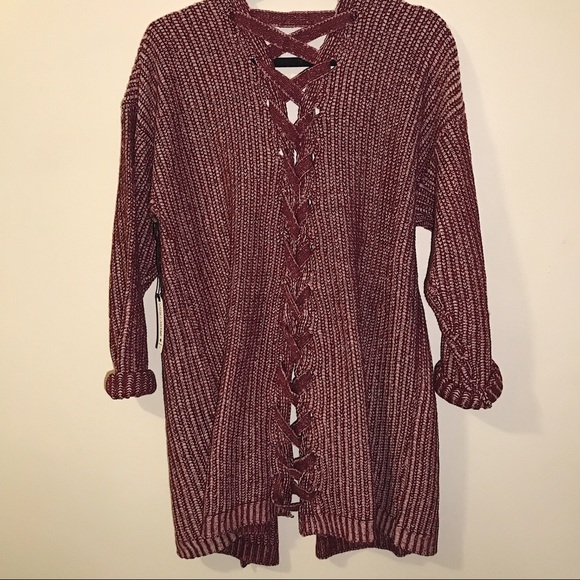 Vanilla Star Sweaters - Vanilla Star | Long Lace-Up Sweater